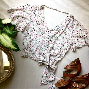 ZARA Floral Wrap Top